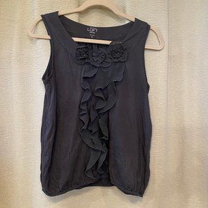 LOFT soft gray detailed top, soft and flowy, sz MP